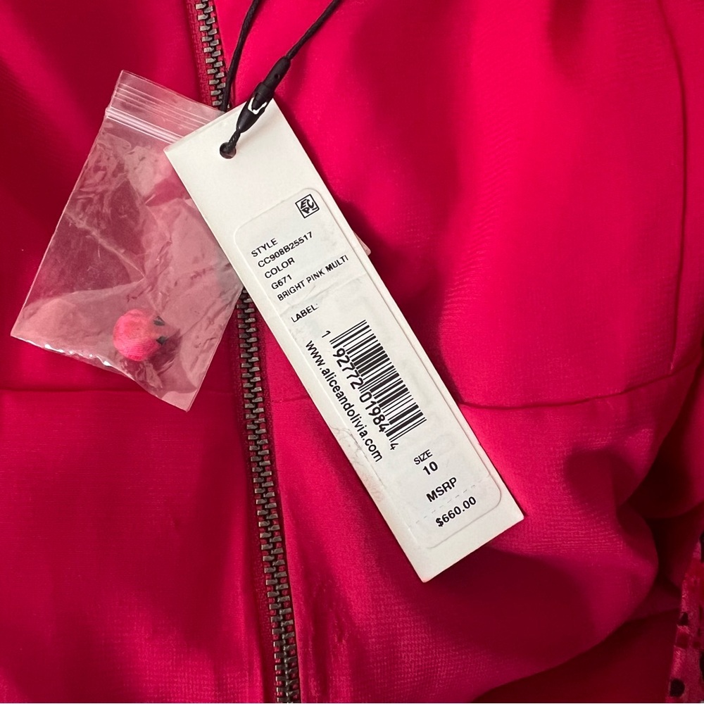 NEW NWT Alice + Olivia Aggie Maxi Dress Bright Pink Multi - Picture 13 of 15